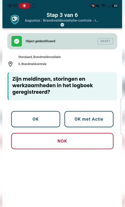 Controlevraag met de antwoorden OK, OK met actie en NOK