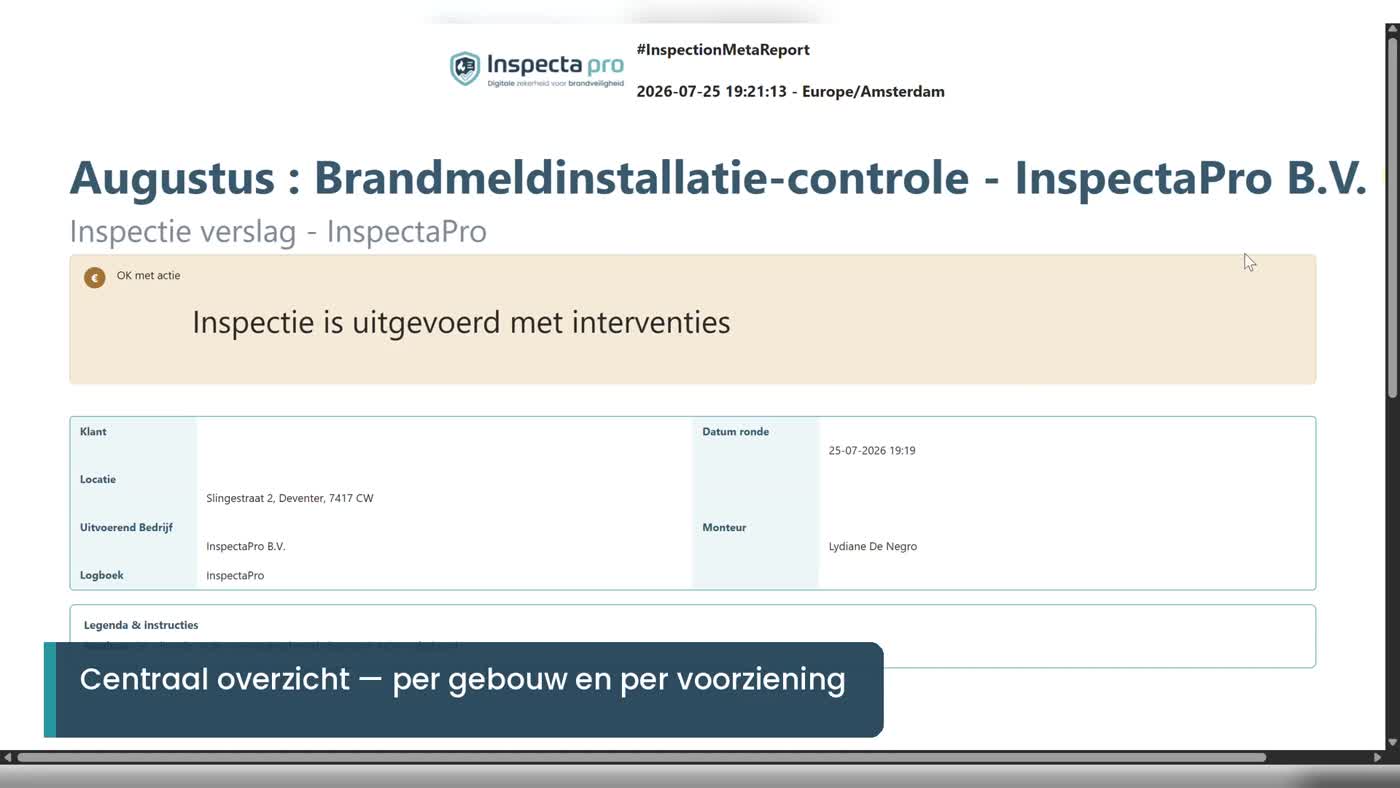 Automatisch gegenereerd inspectierapport